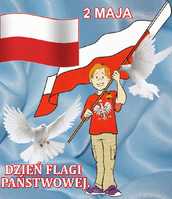 Chłopiec trzyma flagę Polski 2 maja